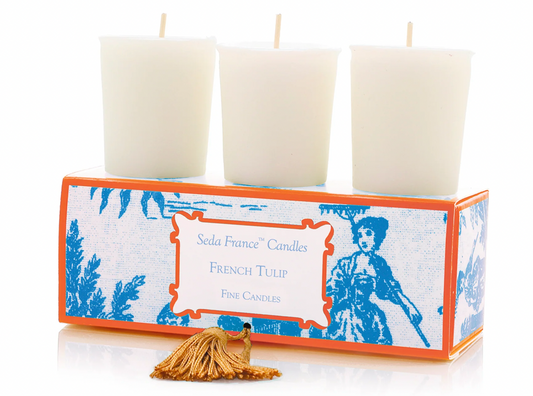French Tulip Classic Toile Votive Candles