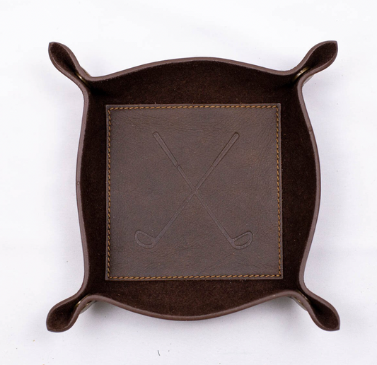 Leather Golf Embossed Valet Tray