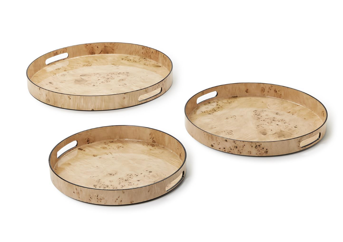 Burled Wood Pattern Round Tray