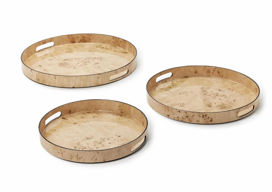 Burled Wood Pattern Round Tray