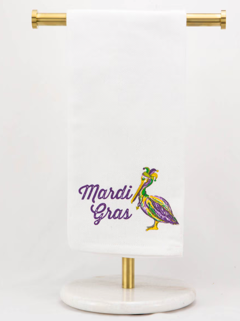 Mardi Gras Pelican Towel