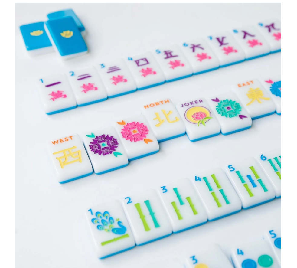 Electric Blue Mahjong House Tiles