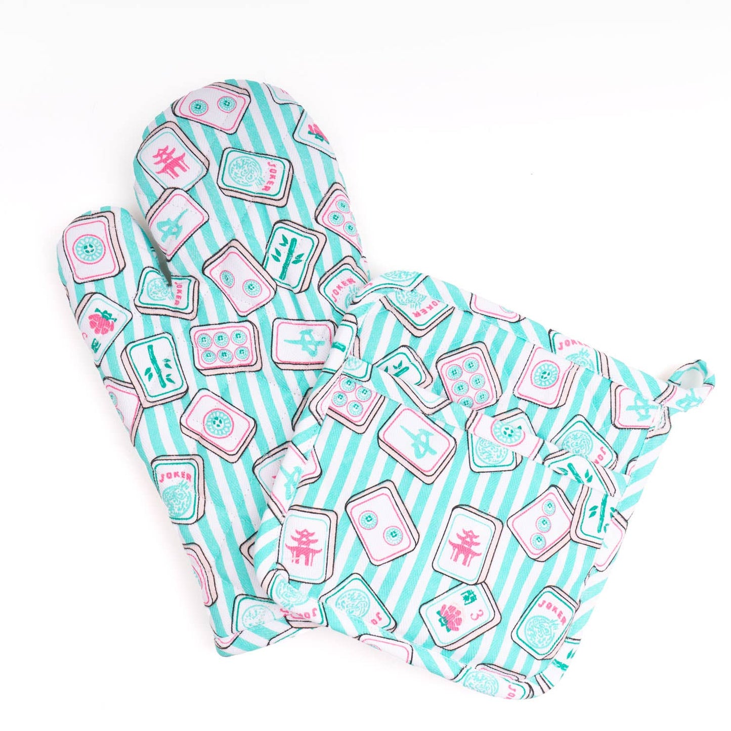 Mahjong Stripe Oven Mitt Set