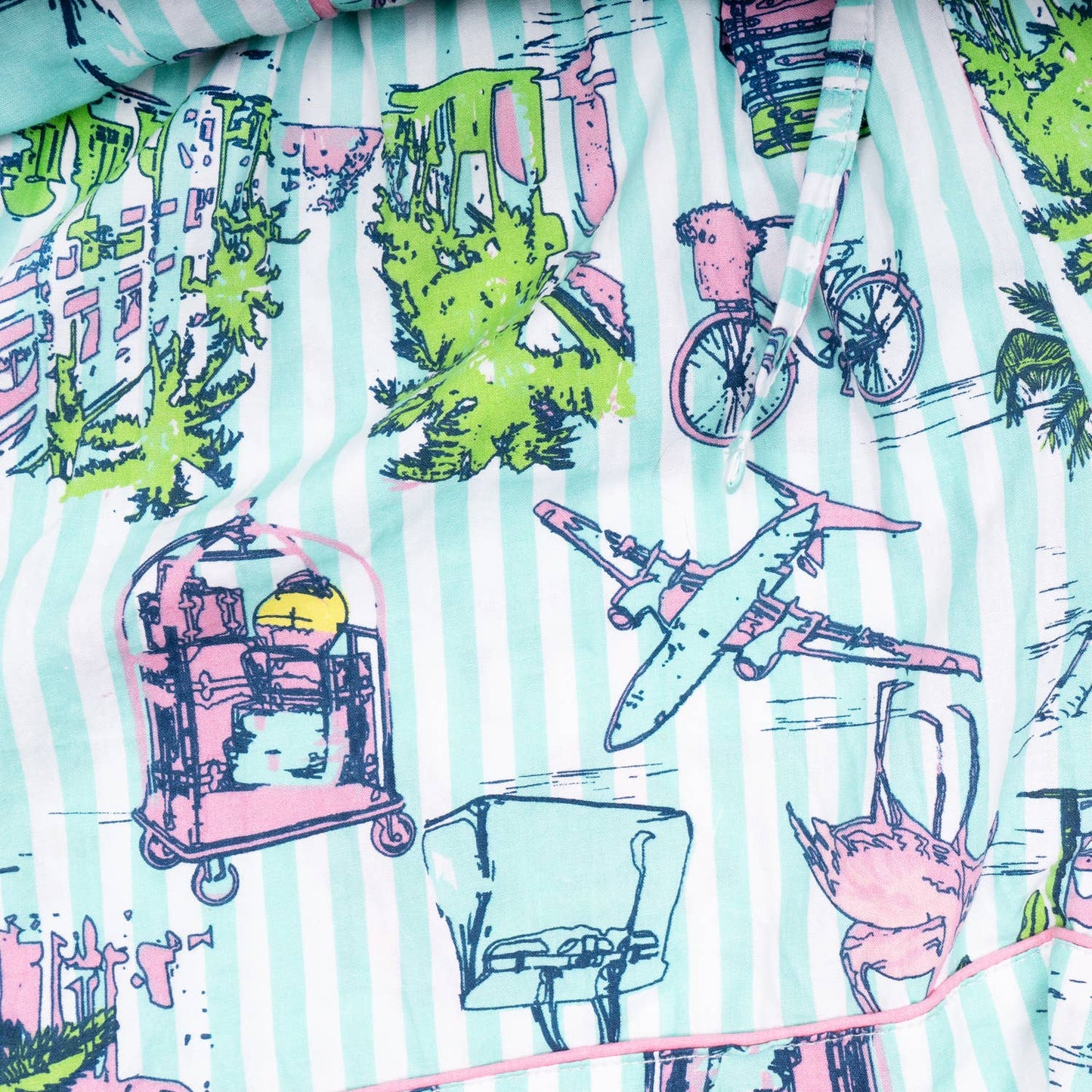 Travel Toile PJ Set with Shorts & Long Sleeve Top