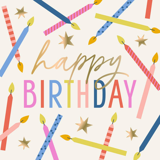 Cocktail Napkins-Happy Birthday Candles Foil