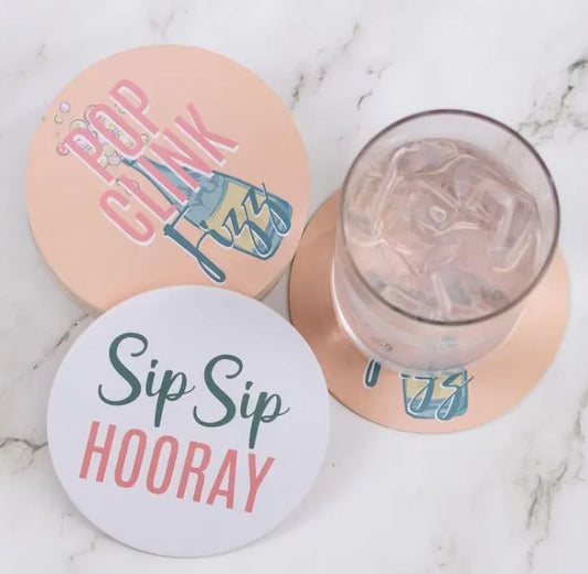 Champagne Reversible Paper Coasters