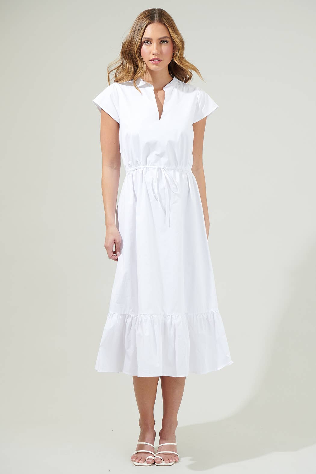 Willow Dust Split Neck Midi Dress