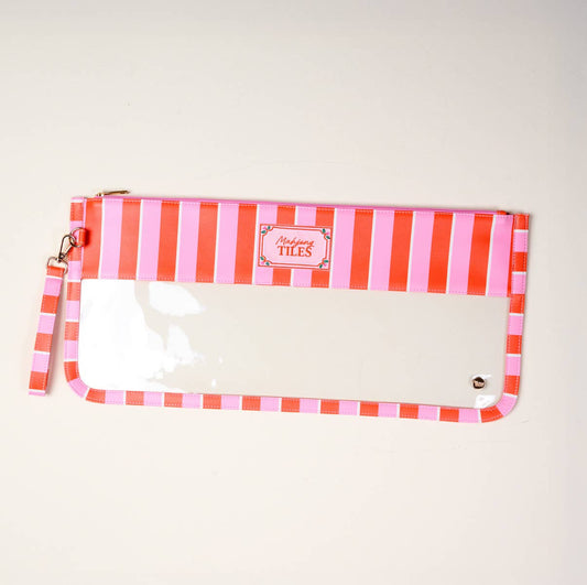 Mahjong Tile Keeper Pouch–Stripes Pink