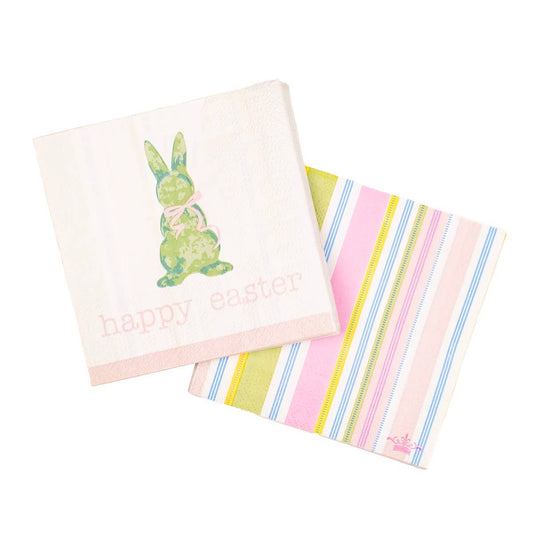 Boxwood Bunny Cocktail Napkins White/Multi 5x5