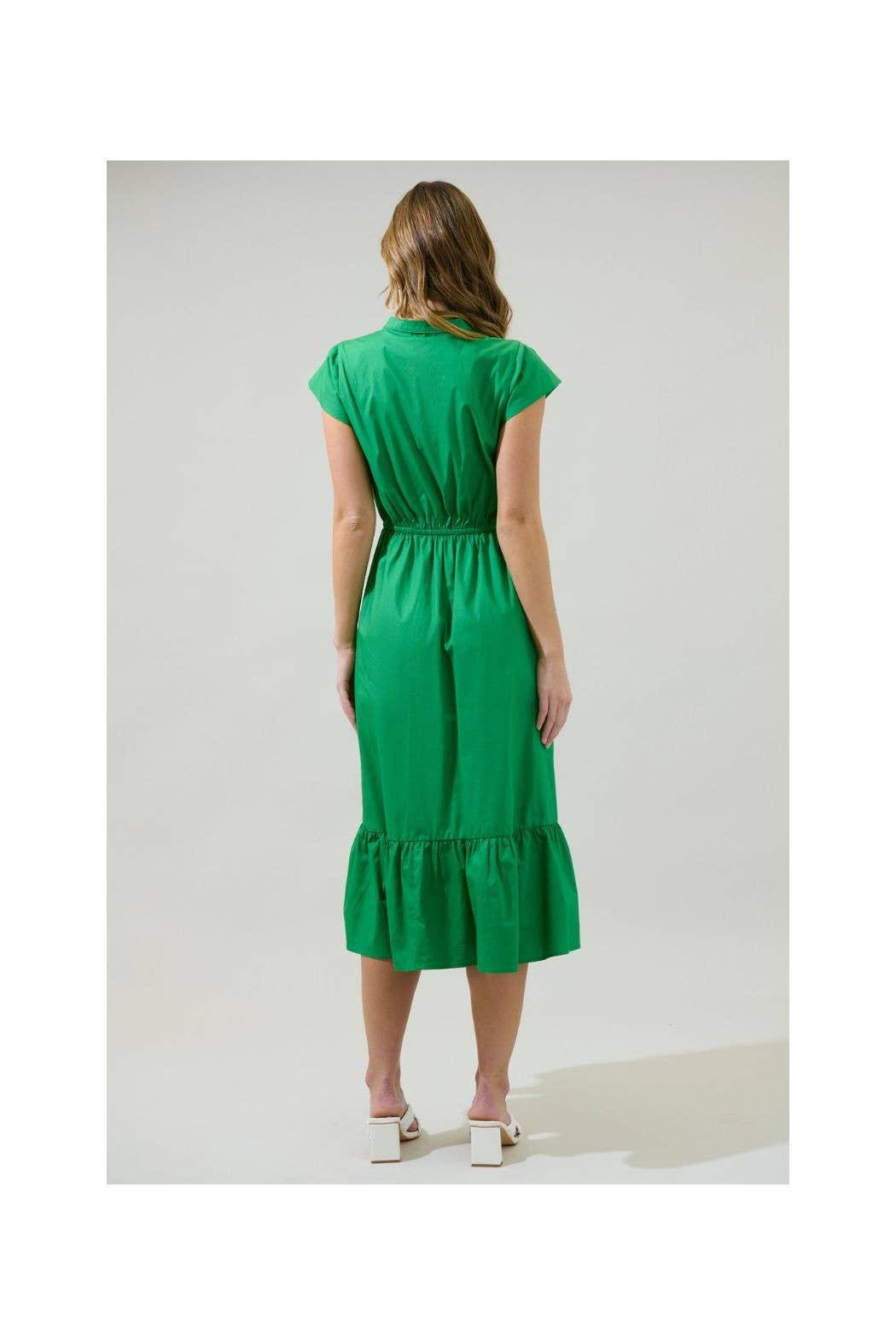 Willow Dust Split Neck Midi Dress