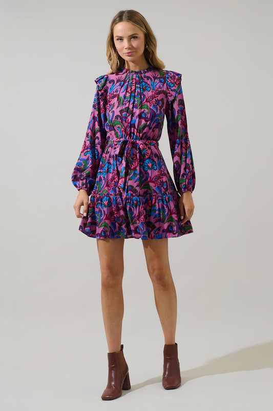 Valier Floral Balloon Sleeve Blouson Dress