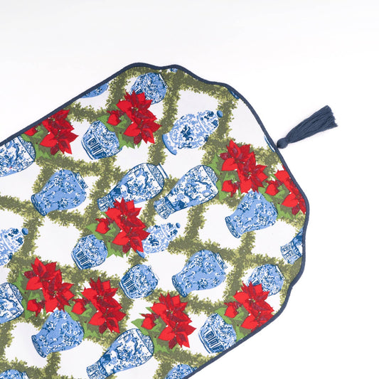Poinsettias Reversible Tassel Table Runner