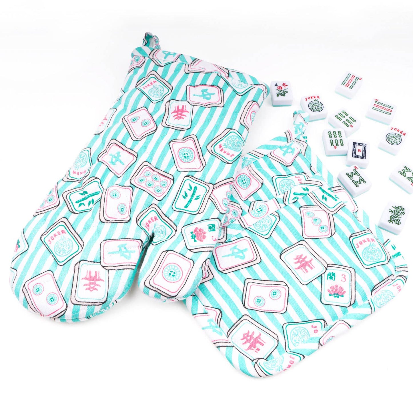Mahjong Stripe Oven Mitt Set