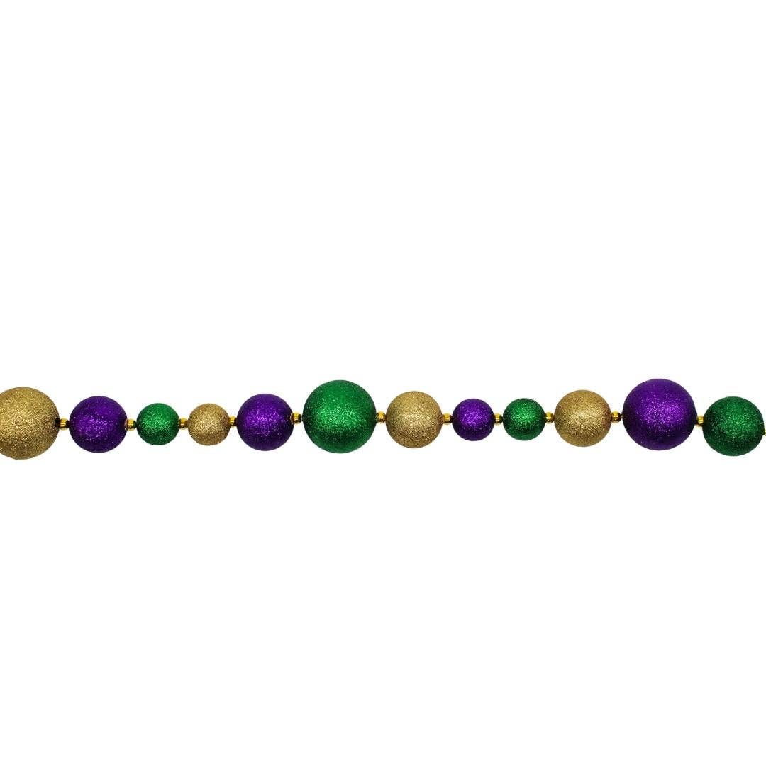 Mixed (50mm,40mm,30mm) Mardi Gras Glitter Ball Garland 6' (Each)
