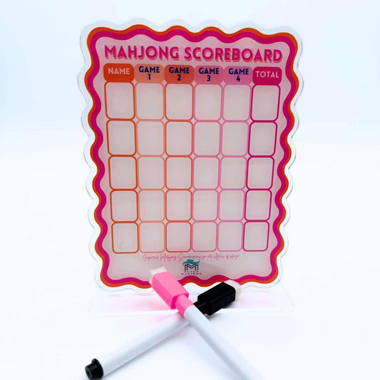 Mahjong Scoreboard (2 color combos) | Scalloped Dry Erase Board with Stand & Markers
