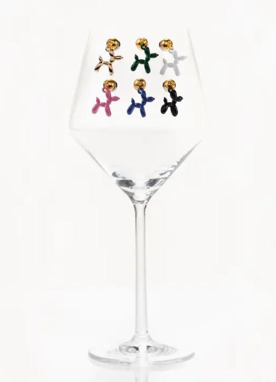 Dog Ballon Wine Glass Cheers Charms