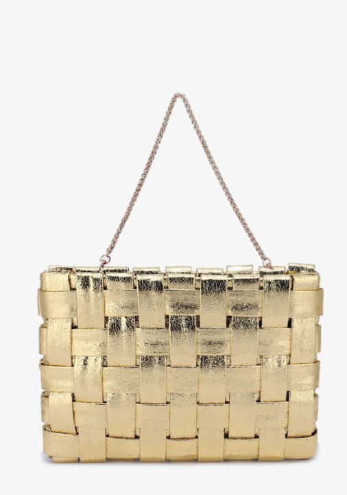 Large Lindy Woven Clutch - Metallic Gold