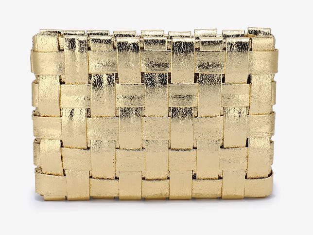 Large Lindy Woven Clutch - Metallic Gold