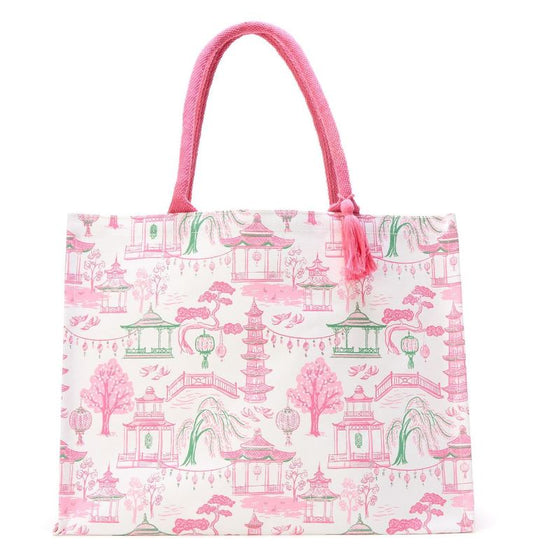 Mahjong Block Print Pattern Tote Bag