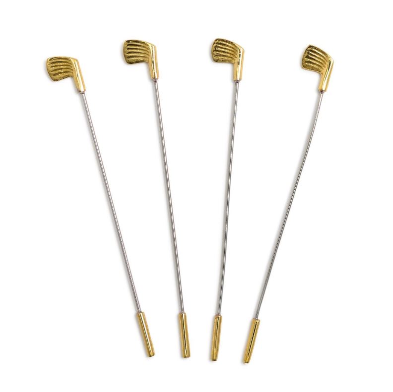 Set of 4 Gold Golf Club Stirrers