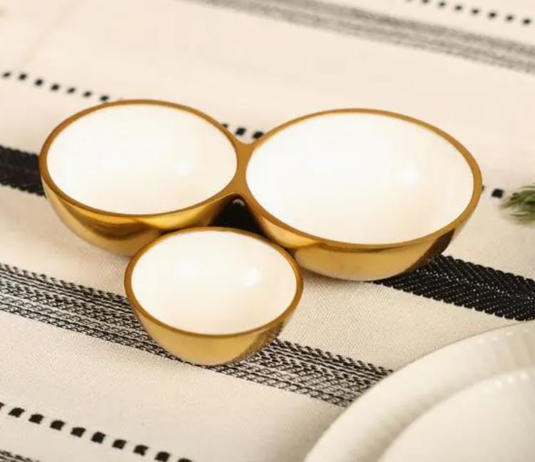 Gold White Cluster Bowls