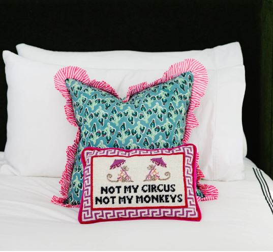 Not My Circus Needlepoint Pillow