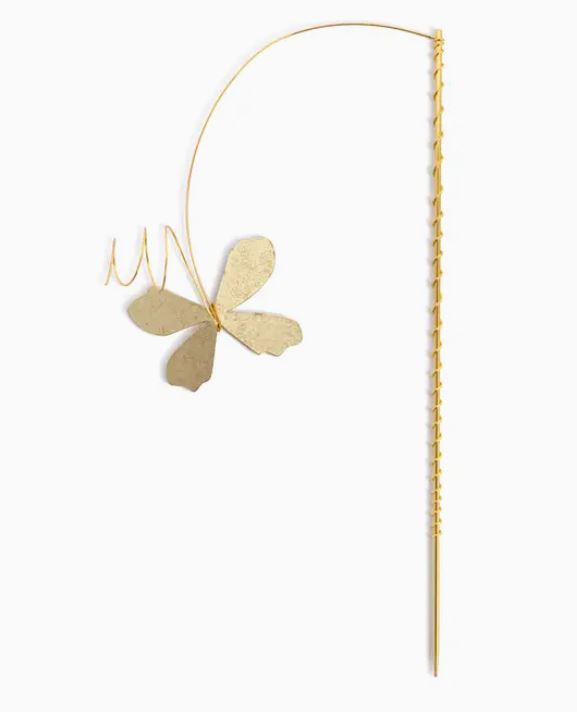 Gold Metal Butterfly Floral Pick - 12in