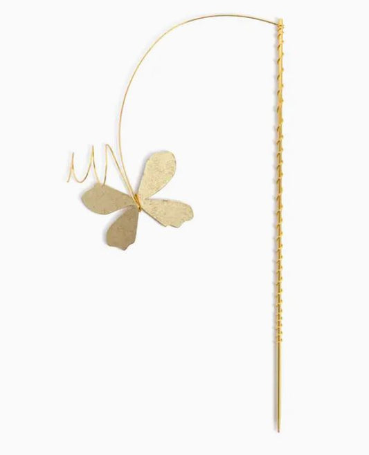 Gold Metal Butterfly Floral Pick - 12in