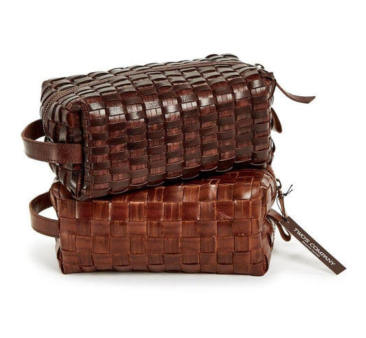 Chestnut Woven Leather Dopp Kit