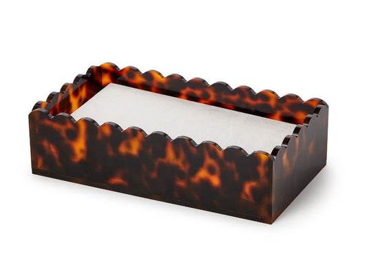 Acrylic Tortoise Print Scalloped Edge Acrylic Guest Towel / Utensil Napkin Holder