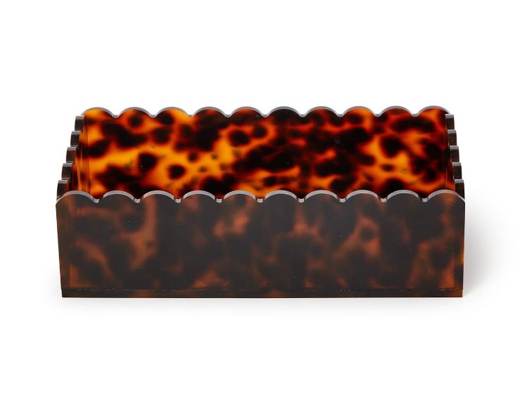 Acrylic Tortoise Print Scalloped Edge Acrylic Guest Towel / Utensil Napkin Holder