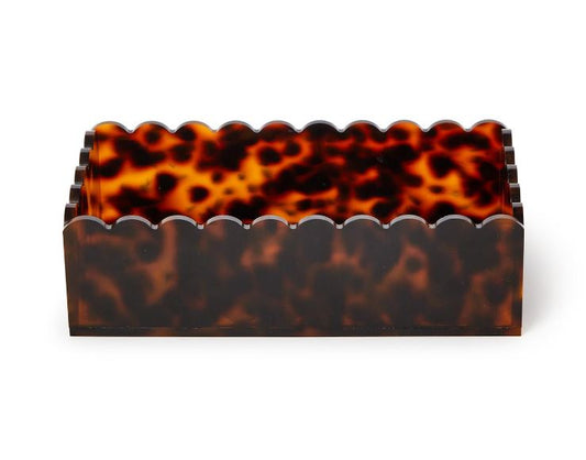 Acrylic Tortoise Print Scalloped Edge Acrylic Guest Towel / Utensil Napkin Holder