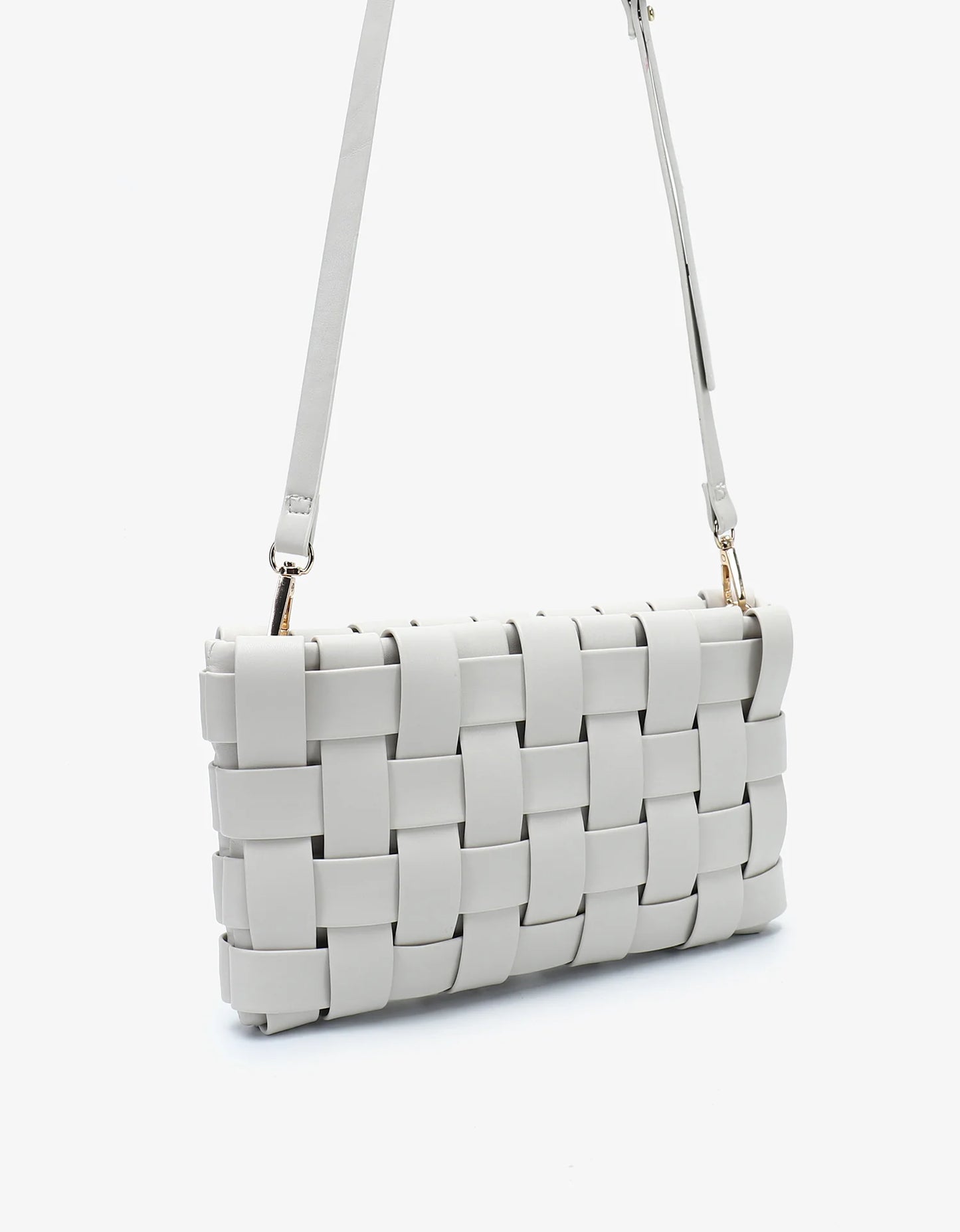 Small Lindy Woven Clutch - Off White