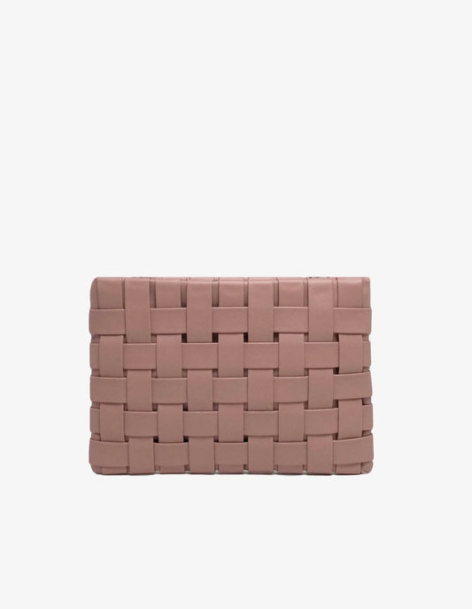 Large Lindy Woven Clutch - Rose