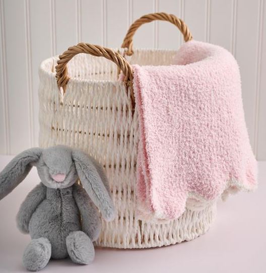 Pink Scallop Chenille Blanket