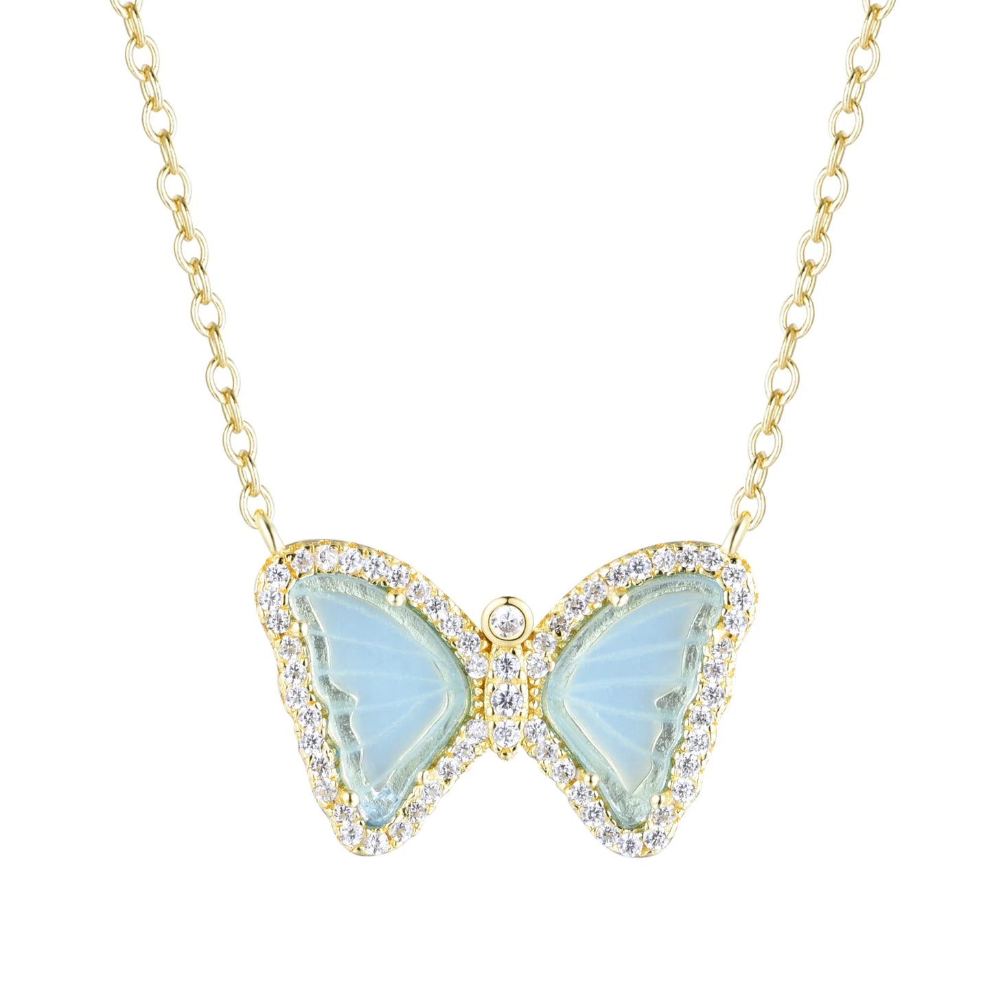Mini Butterfly Necklace - Light Teal