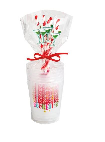 Red Holiday Party Cup Set