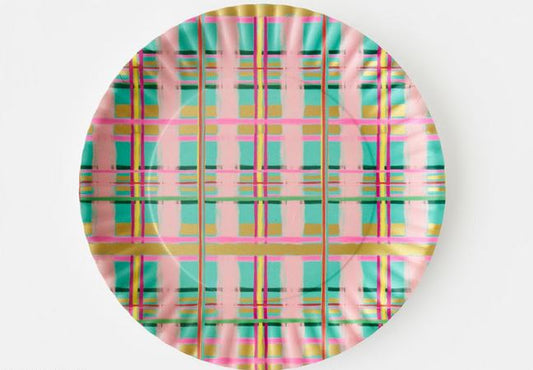 Pink Plaid Melamine Platter