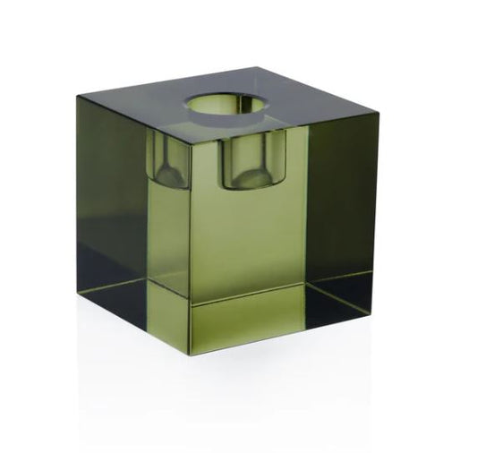 Green Crystal Glass Taper Holder