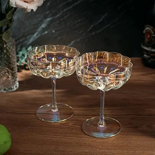 Wave Flower Coupe Glass