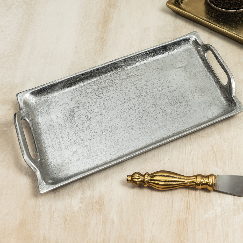 Silver Textured Rectangle Mini Tray