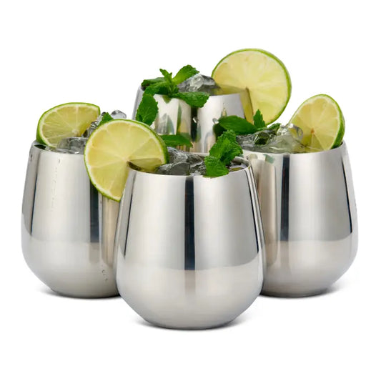 Silver Tumbler With Straw
