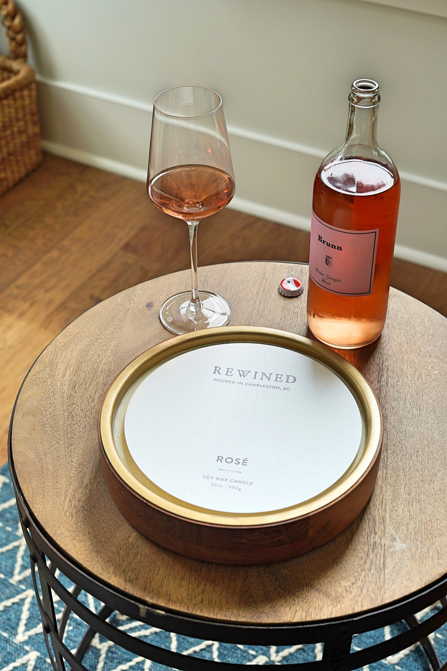 Rose' Large Candle Wood Tray