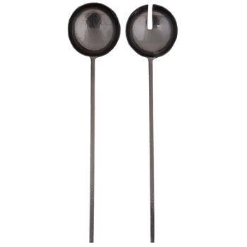 Salad Servers - Black Hammered Metal