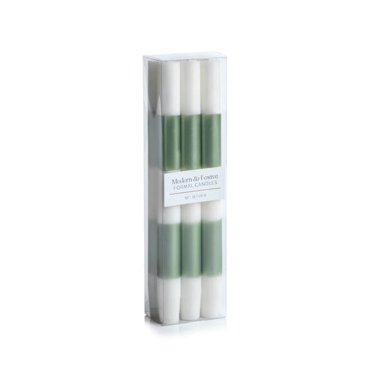 Green Stripe Taper Candles
