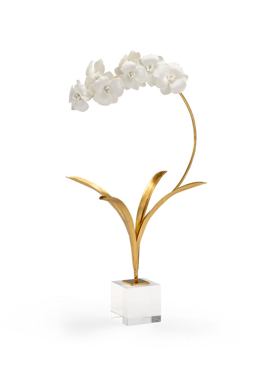 Gold Orchid on Crystal Block