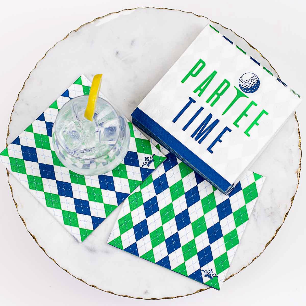 Partee Time Cocktail Napkins Royal/Palm/Palace Blue 5"