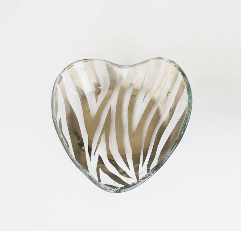 Annieglass 5" Zebra Heart Bowl