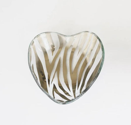 Annieglass 5" Zebra Heart Bowl