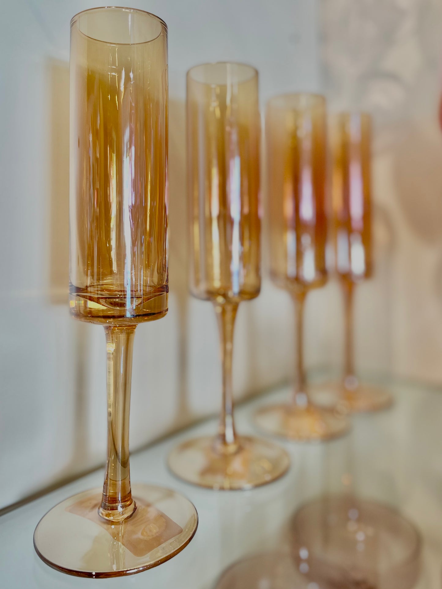 Vintage Champagne Glass - Amber Luster